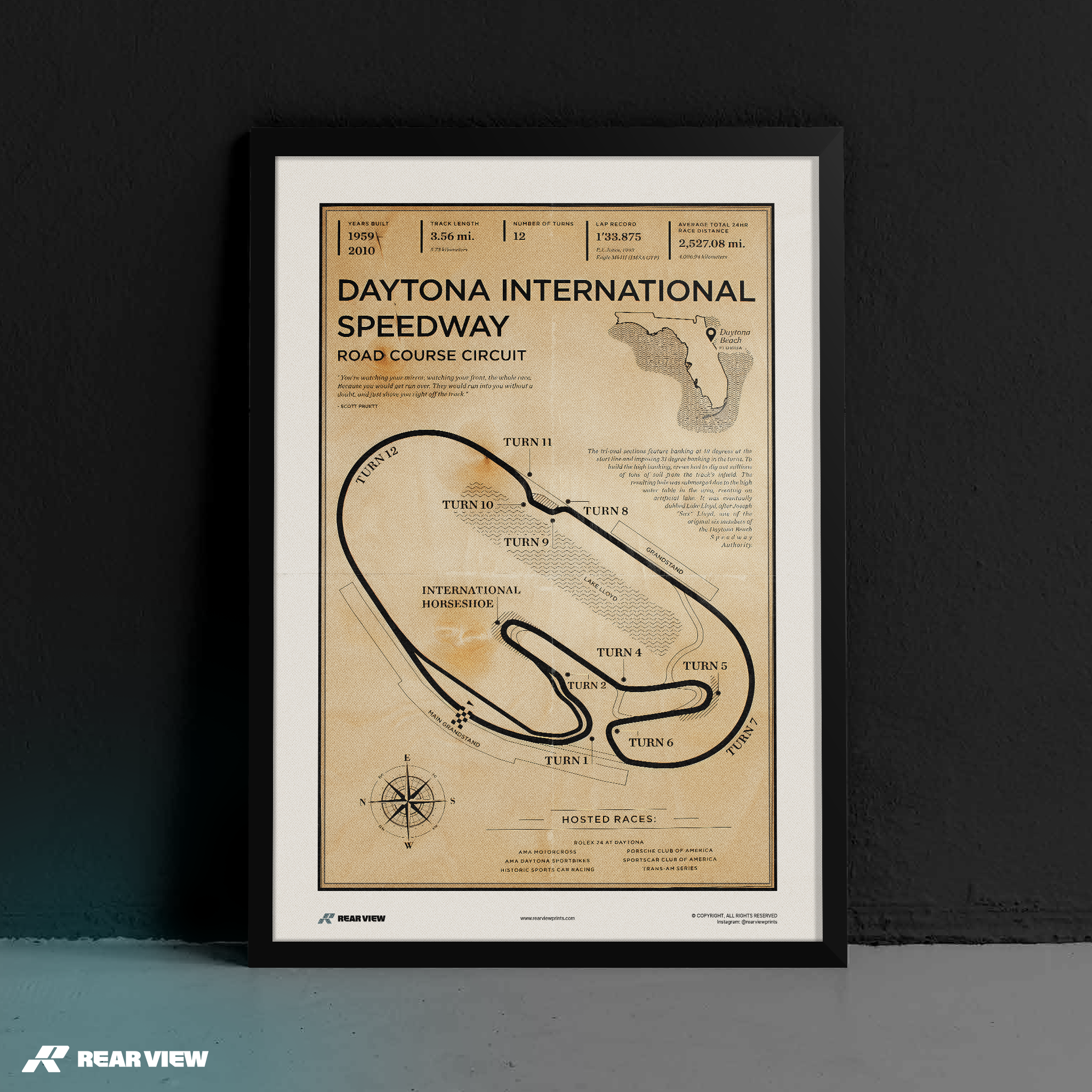 Daytona Race Track - Vintage Art Print