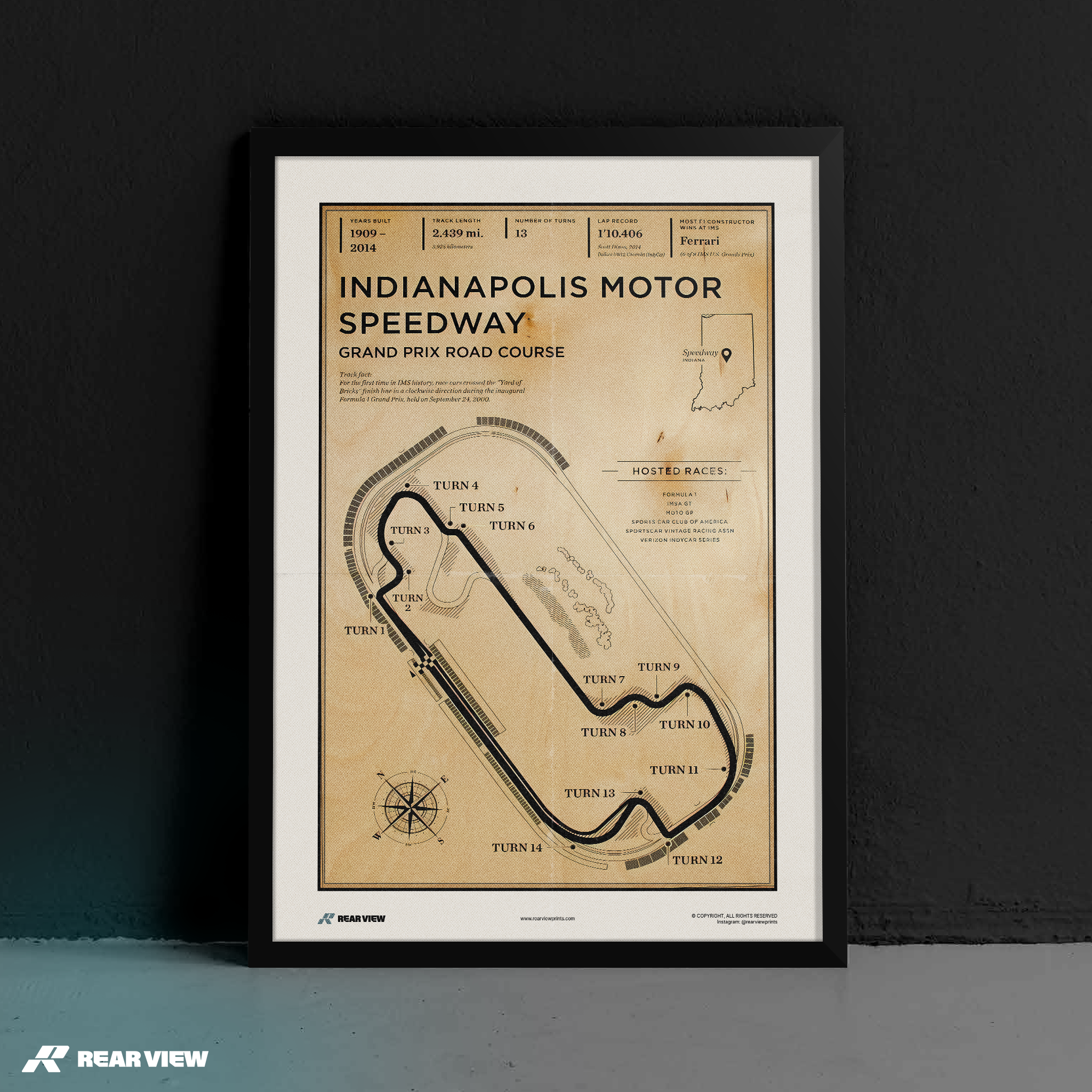 Indianapolis Race Track - Vintage Art Print