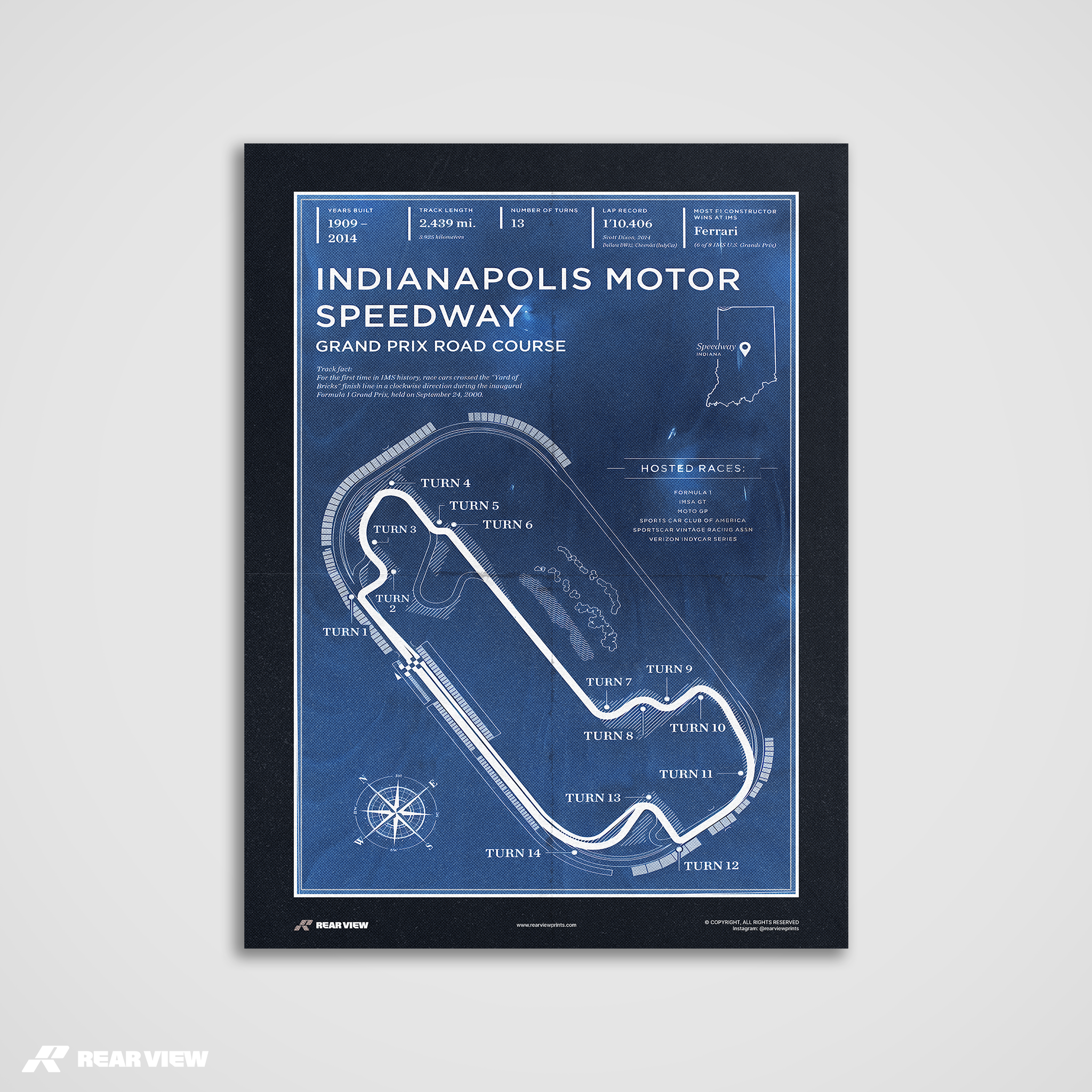 Indianapolis Race Track - Vintage Art Print