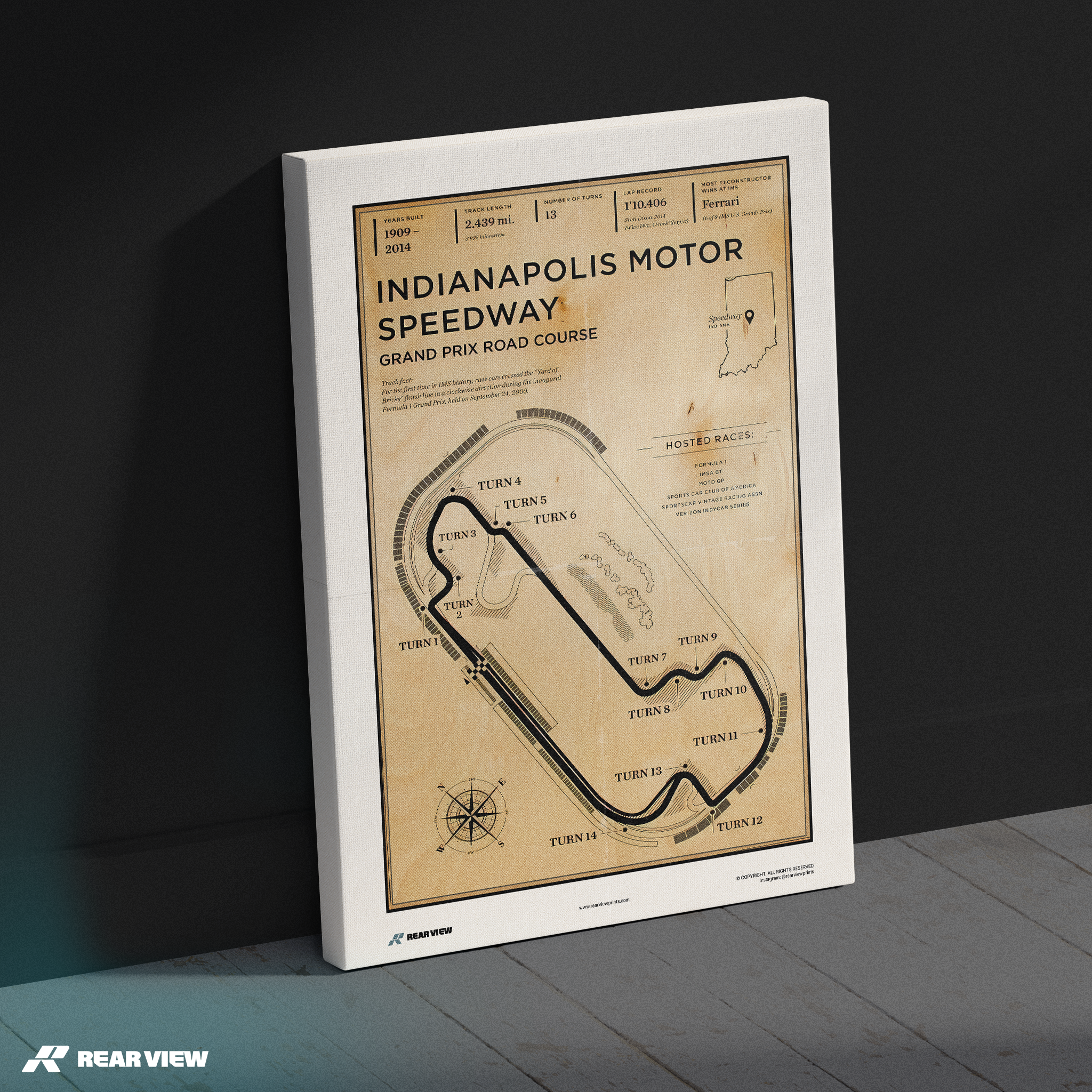 Indianapolis Race Track - Vintage Art Print