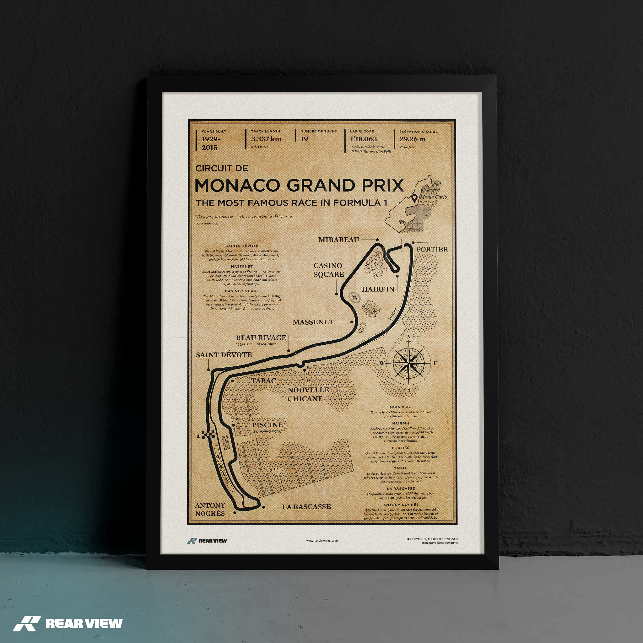 Monaco Race Track - Vintage Art Print