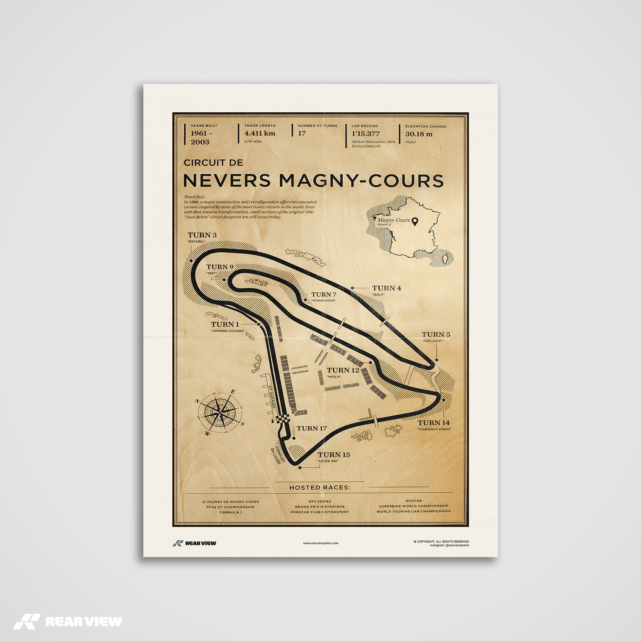 Nevers Magny-Cours Race Track - Vintage Art Print
