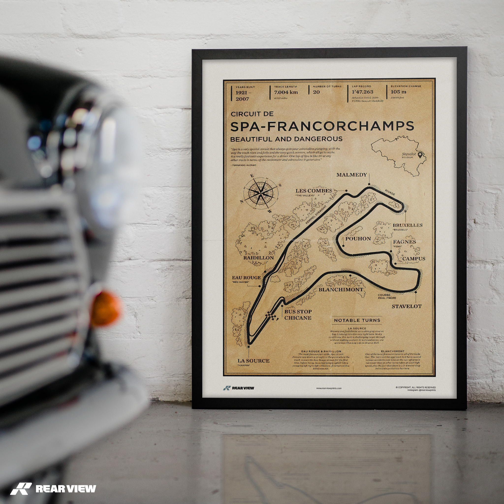 Spa Race Track - Vintage Art Print