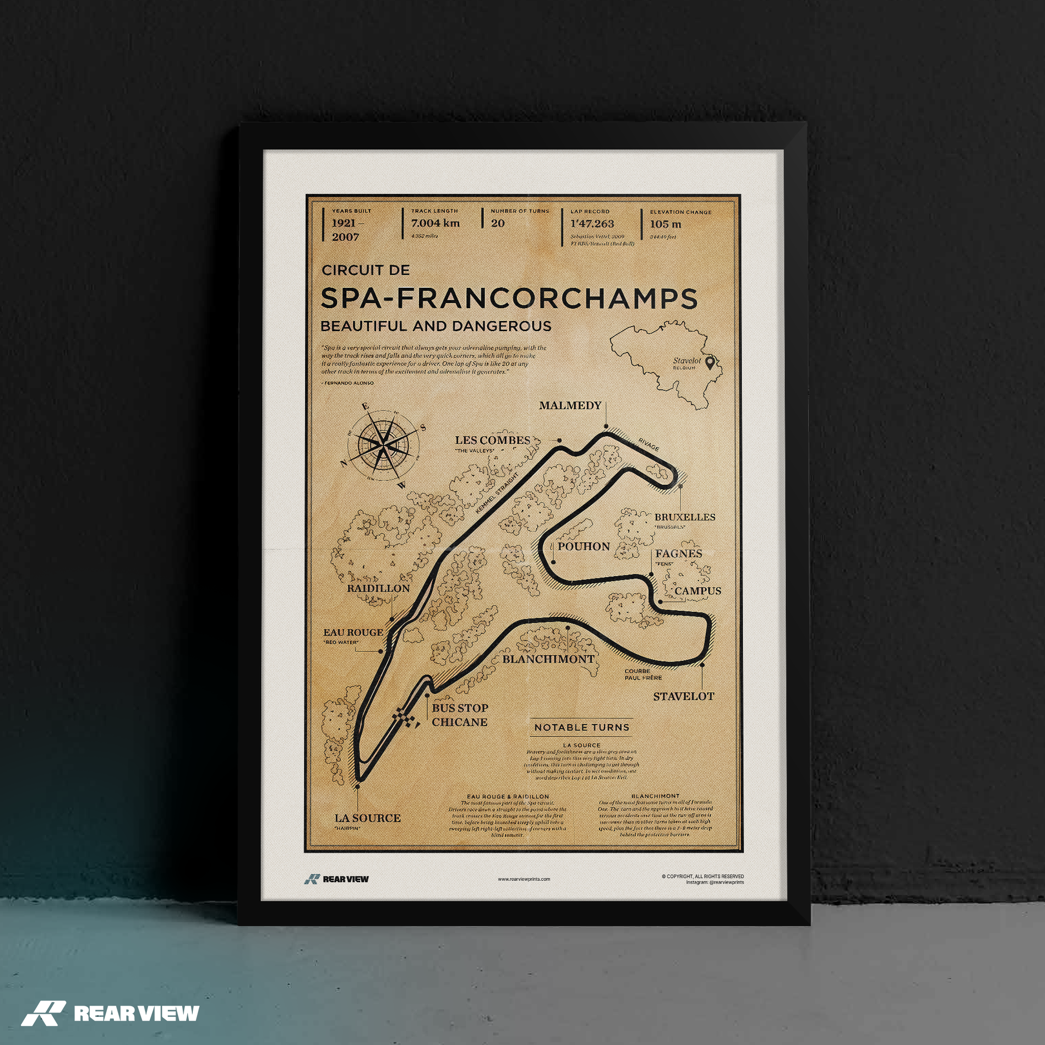 Spa Race Track - Vintage Art Print