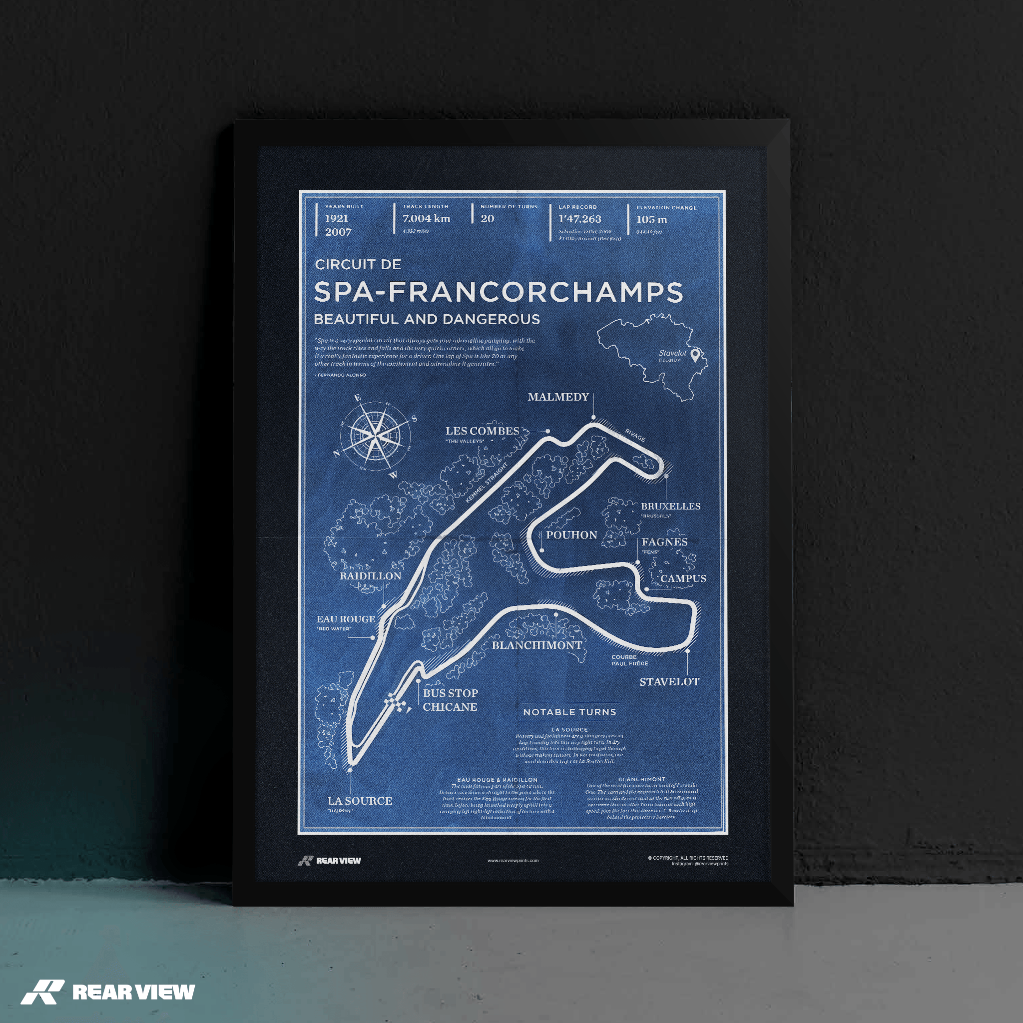 Spa Race Track - Vintage Art Print