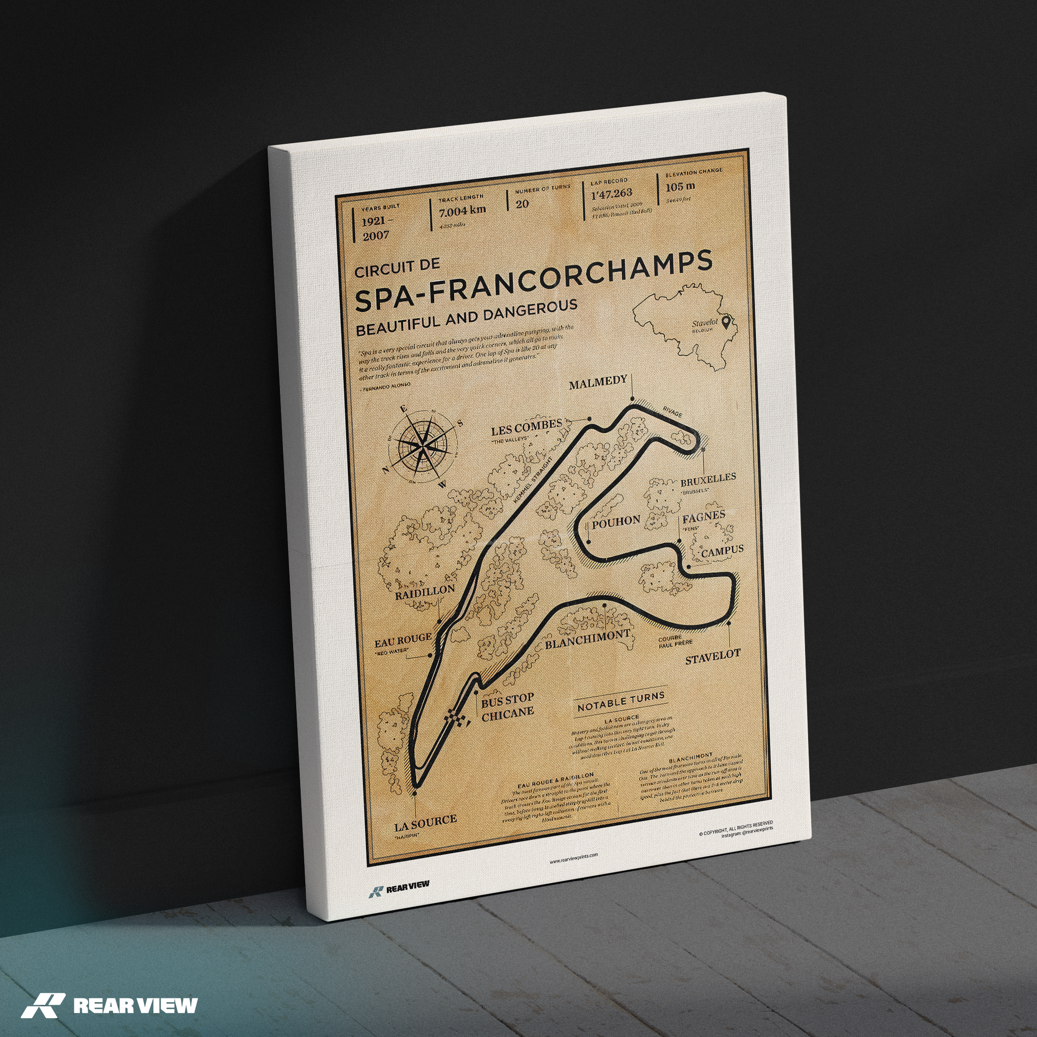 Spa Race Track - Vintage Art Print