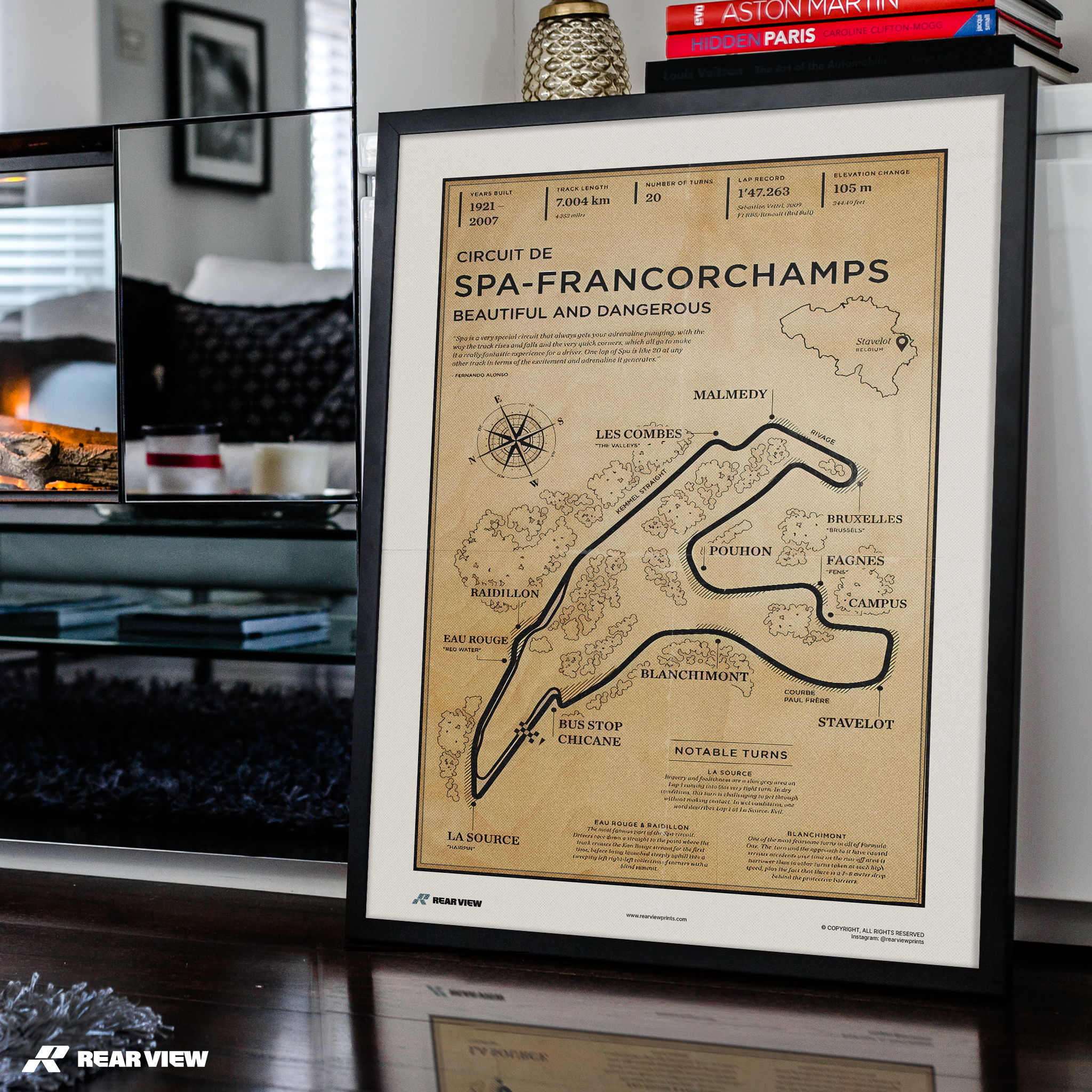 Spa Race Track - Vintage Art Print