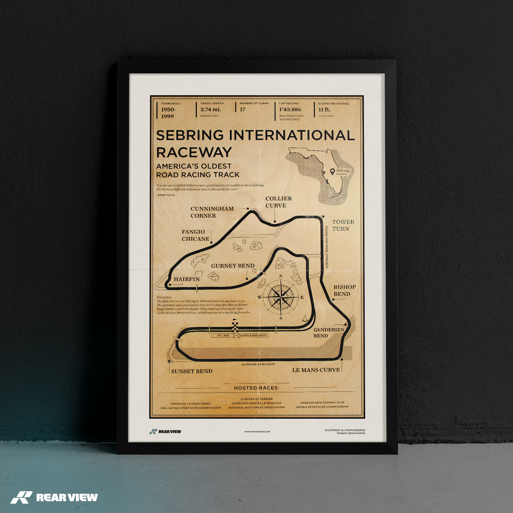 Sebring Race Track - Vintage Art Print