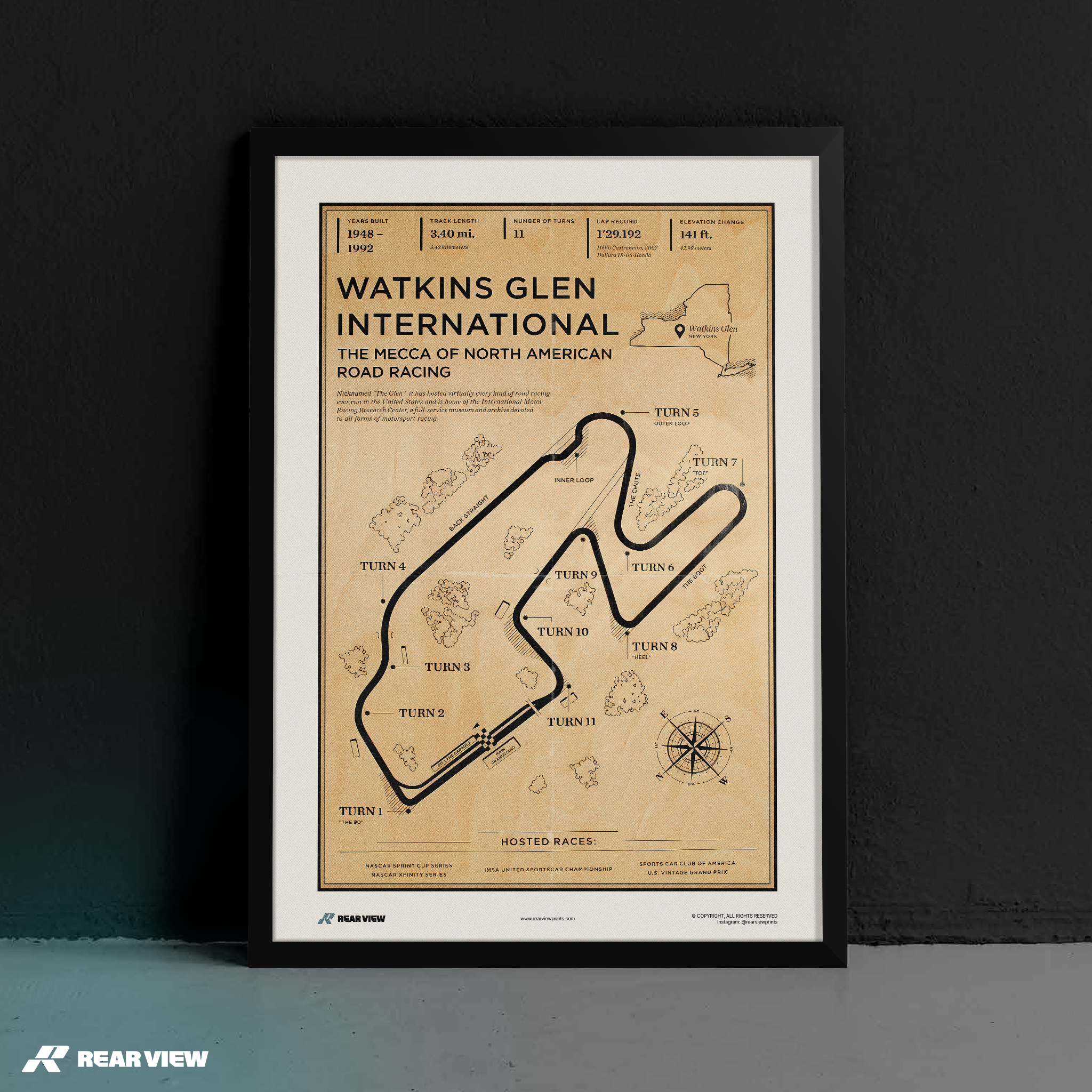 Watkins Glen International Race Track - Vintage Art Print