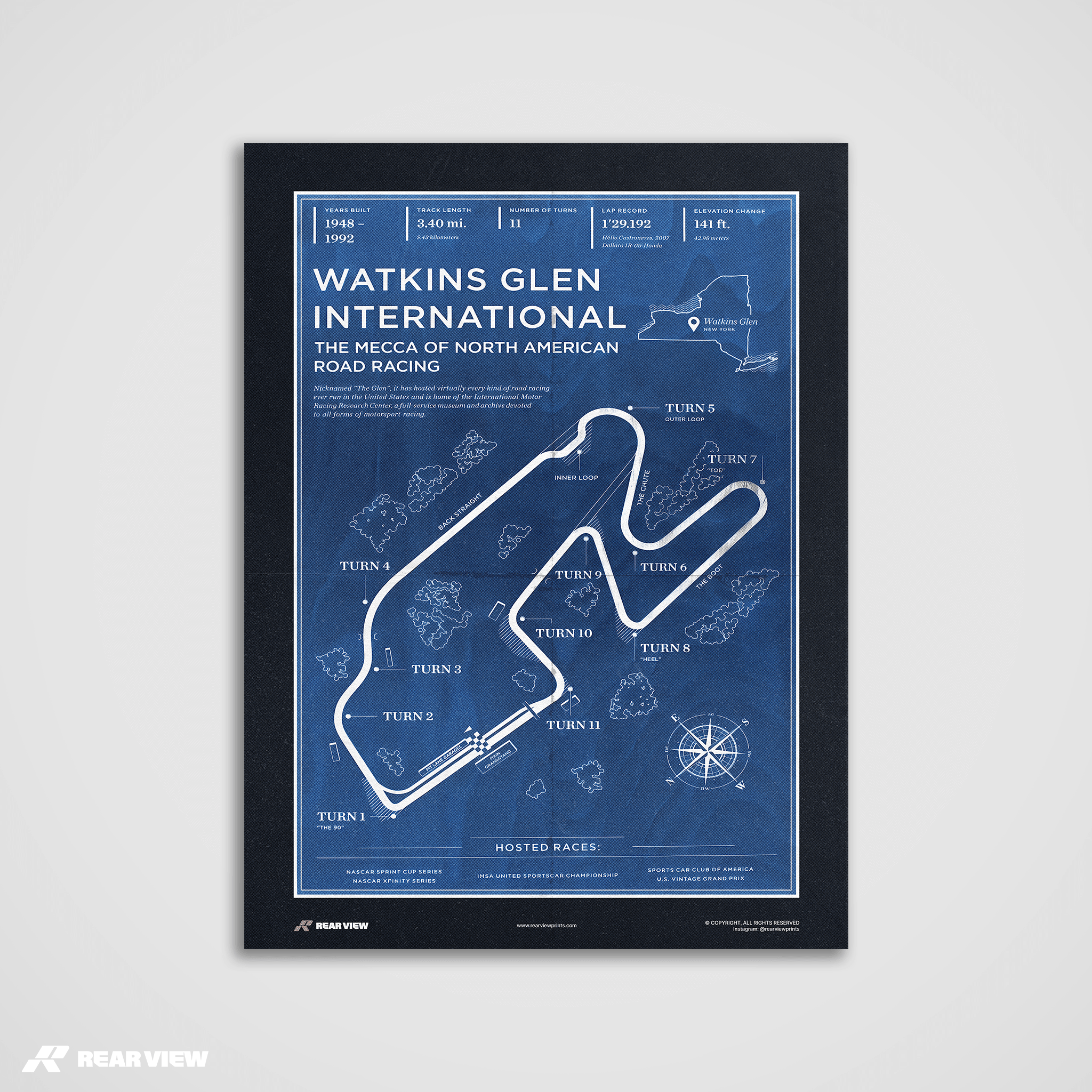 Watkins Glen International Race Track - Vintage Art Print