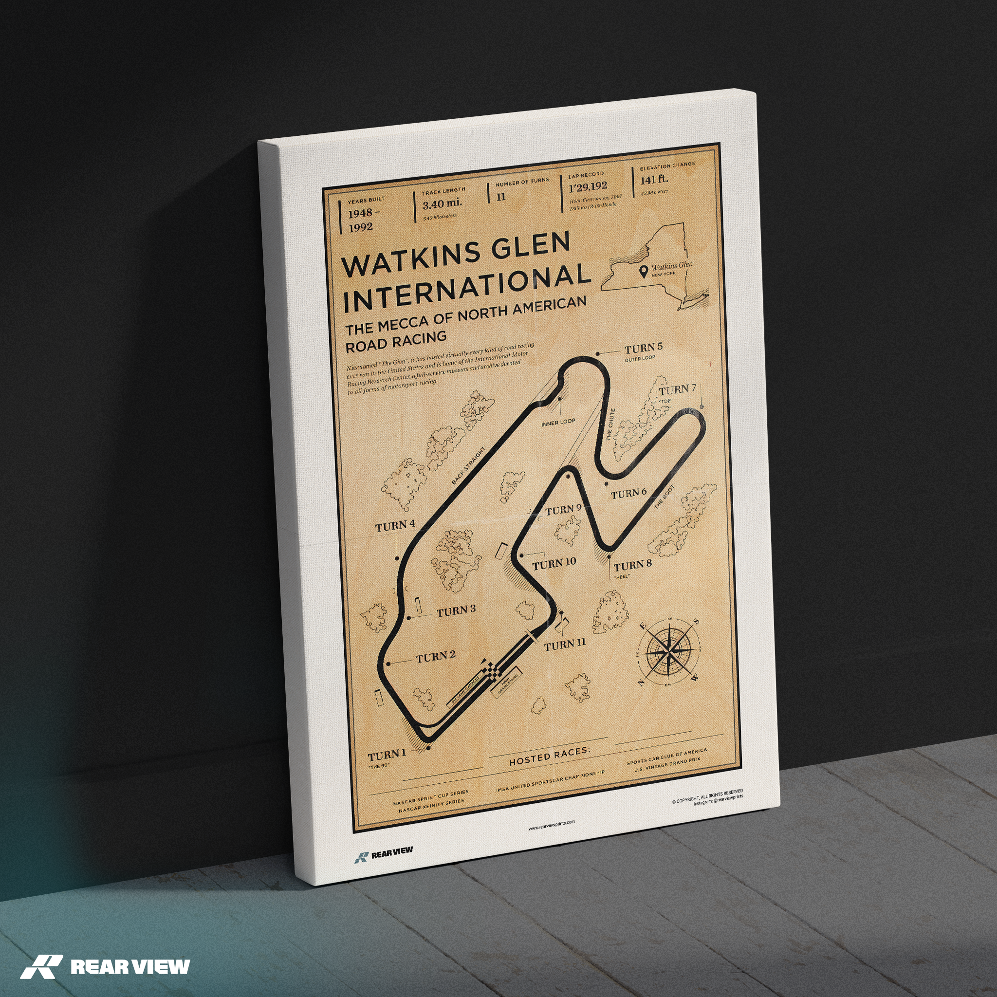 Watkins Glen International Race Track - Vintage Art Print