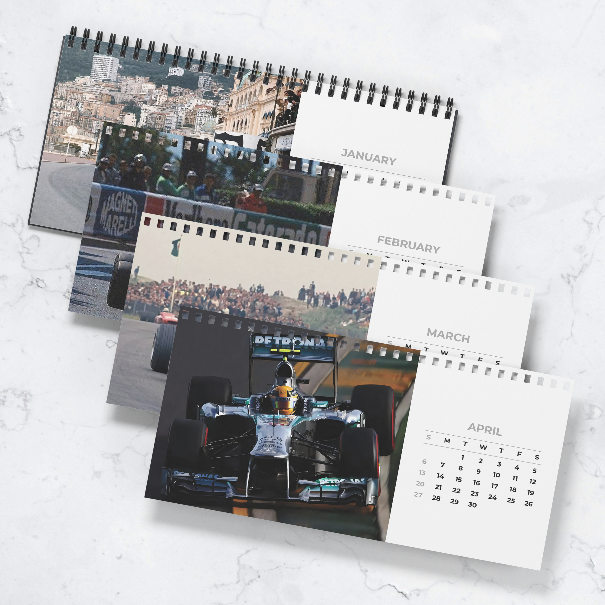 Vintage_F1_2025_Desktop_Calendar_Detached_Pages_Mockup.png
