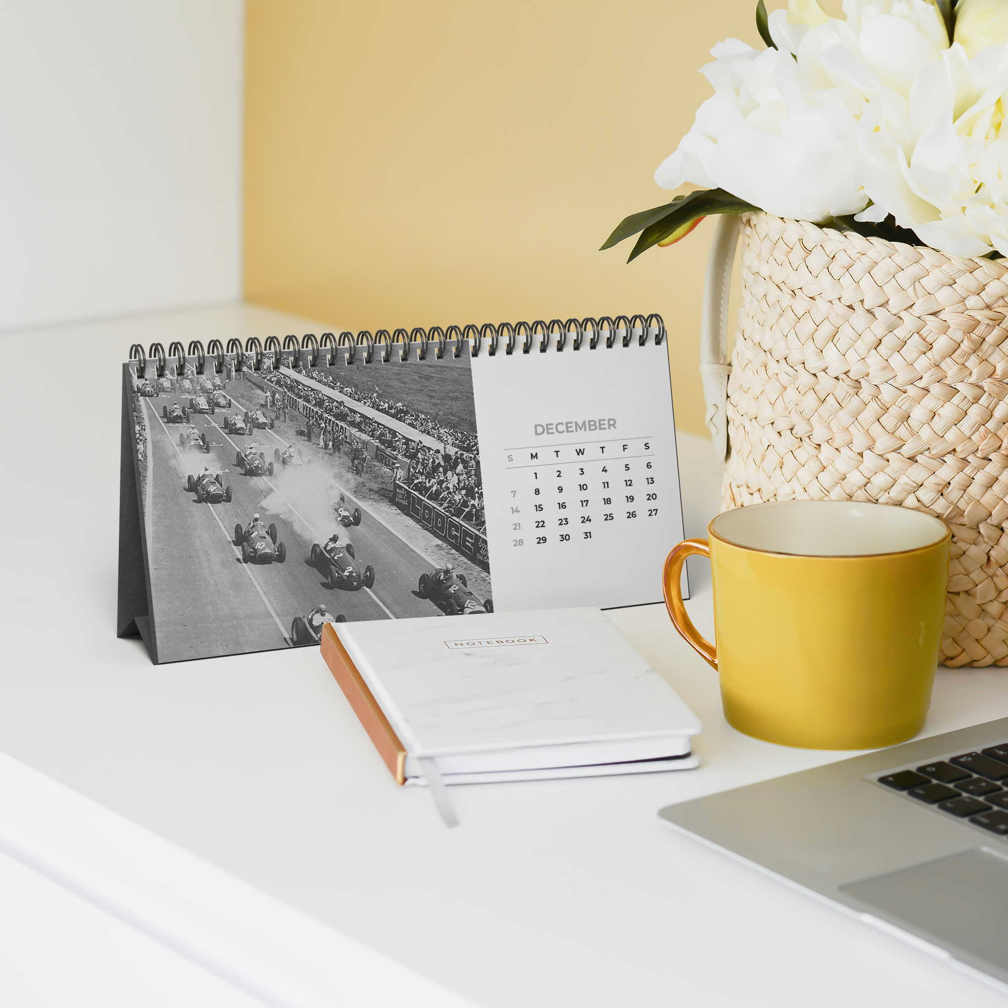 Vintage_F1_2025_Desktop_Calendar_Yellow_Mug_Mockup.png